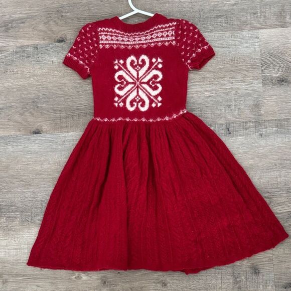 Ralph Lauren Kids Dress in Wool Knit Christmas Red and White Authentic - Picture 6 of 7